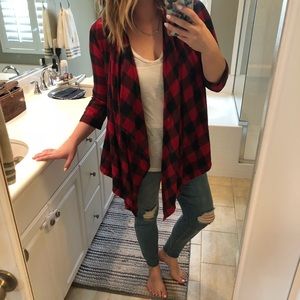 Red flannel  blouse/kimono